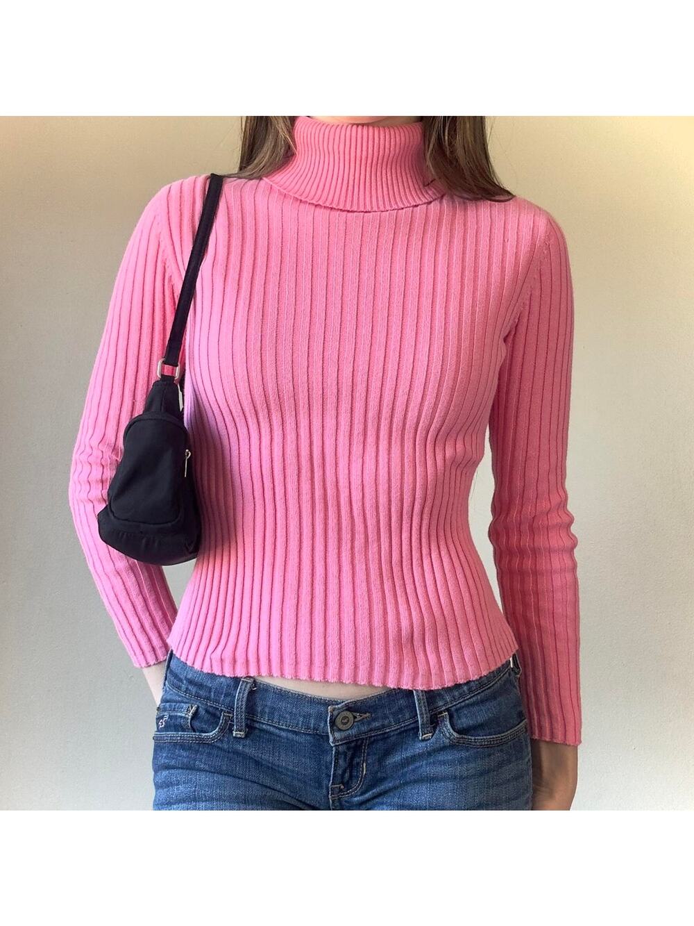 Vintage 2000s Express 100% Cotton High Neck Foldover Turtle Neck Sweater - XS